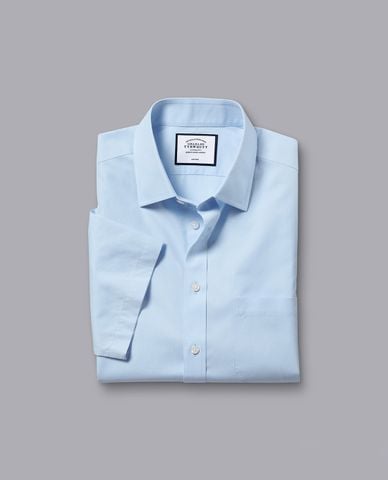  CHARLES TYRWHITT - Áo sơ mi nam cổ bẻ tay ngắn Non Iron Poplin 
