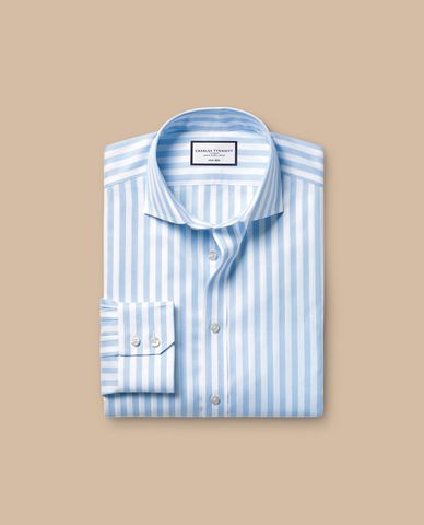  CHARLES TYRWHITT - Áo sơ mi nam cổ bẻ tay dài Twill Wide Stripe 