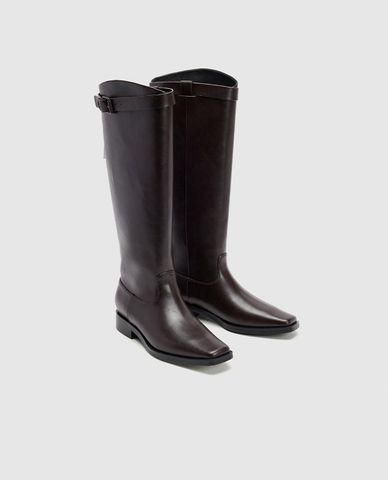  URBAN REVIVO - Giày boots nữ đế thấp cổ cao Leather Knee 