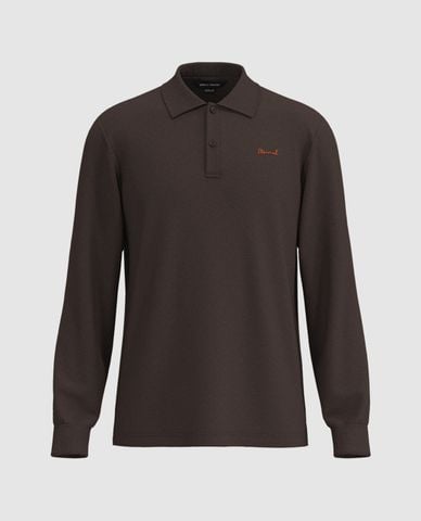  URBAN REVIVO - Áo polo nam cổ bẻ tay dài trẻ trung 