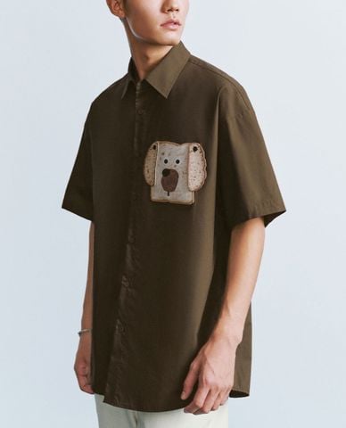  URBAN REVIVO - Áo sơ mi nam cổ bẻ tay ngắn Printed Button Up Straight 