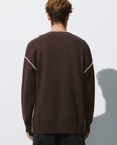  URBAN REVIVO - Áo khoác cardigan nam cổ V tay dài thời thượng 