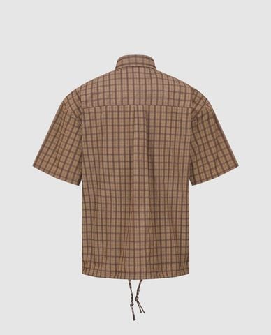  URBAN REVIVO - Áo sơ mi nam cổ bẻ tay ngắn Plaid 