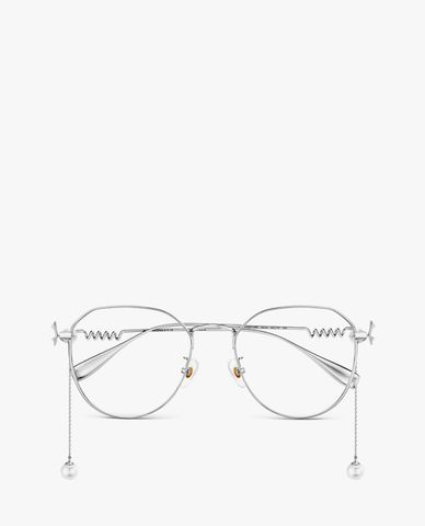  MUJOSH - Gọng kính tròn bản mỏng phối ngọc trai thời trang 