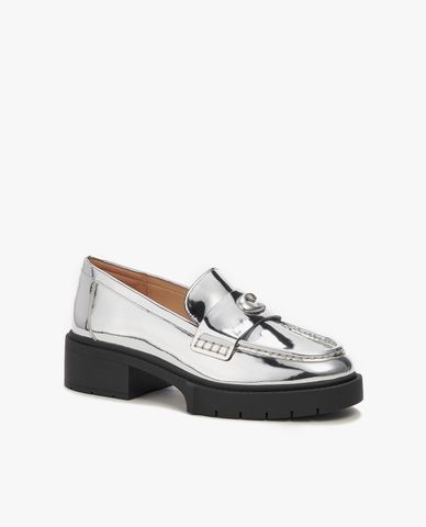  COACH - Giày lười nữ đế thấp Leah Metallic Loafer 