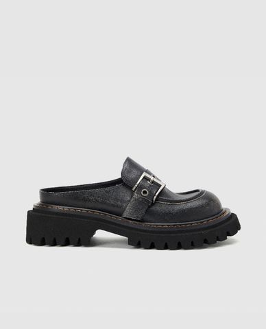  URBAN REVIVO - Giày mules nữ đế vừa mũi tròn Vegan Leather 