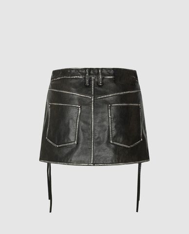  URBAN REVIVO - Chân váy chữ A mini phối zip Racer Vegan Leather 