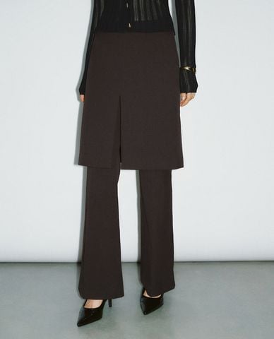  URBAN REVIVO - Quần ống loe nữ thiết kế layer cá tính Skirt Layered 