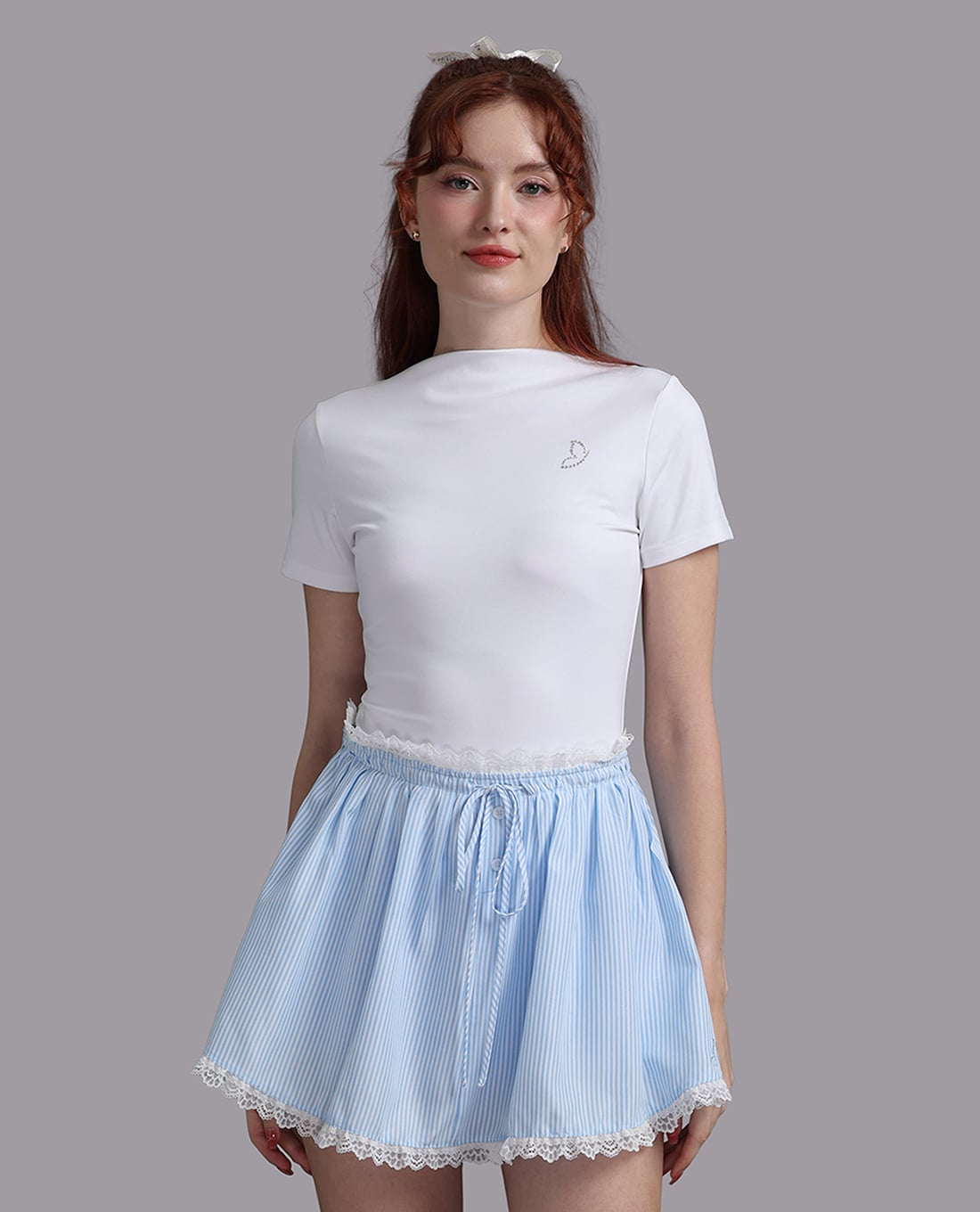 WOW BY NDLANNGOC - Chân váy mini mặc nhà kẻ sọc