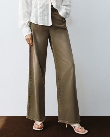  URBAN REVIVO - Quần jeans nữ ống rộng hiện đại 