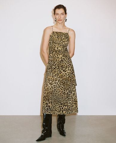  URBAN REVIVO - Đầm hai dây midi in họa tiết thời thượng 