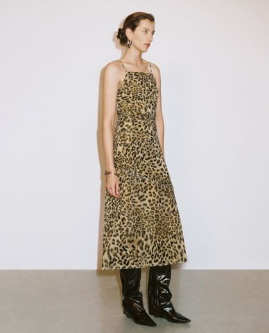  URBAN REVIVO - Đầm hai dây midi in họa tiết thời thượng 