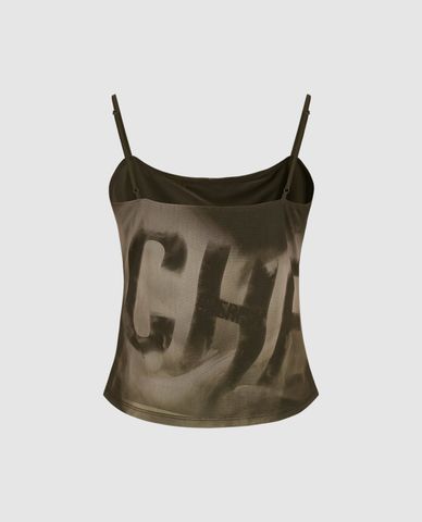  URBAN REVIVO - Áo hai dây nữ in họa tiết thời trang 