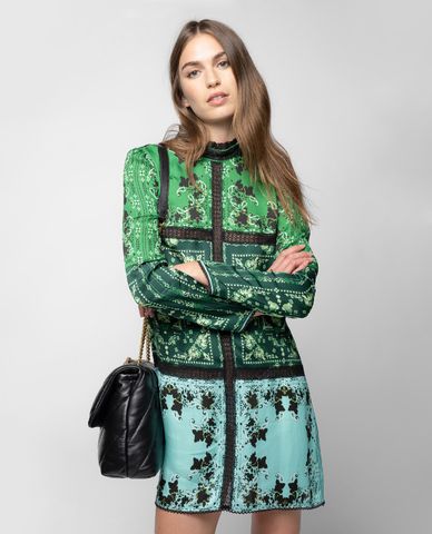  PINKO - Đầm mini phom suông tay dài Bandana Print 