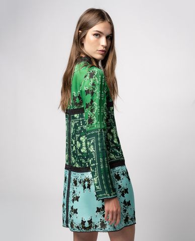  PINKO - Đầm mini phom suông tay dài Bandana Print 