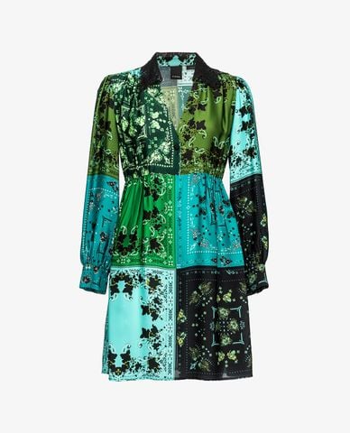  PINKO - Đầm mini tay dài cổ V Bandana Print 
