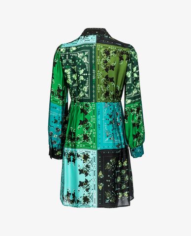  PINKO - Đầm mini tay dài cổ V Bandana Print 