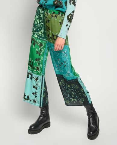  PINKO - Quần kiểu nữ ống rộng lưng thun Bandana Print 