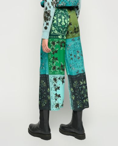  PINKO - Quần kiểu nữ ống rộng lưng thun Bandana Print 