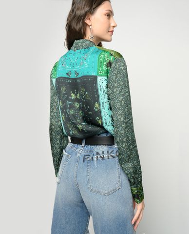  PINKO - Áo sơ mi nữ tay dài phom suông Satin Guelfa 