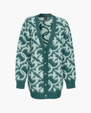 PINKO - Áo khoác cardigan nữ dáng dài cổ V Iguana 