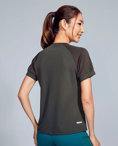  SKECHERS - Áo thun thể thao nữ cổ V tay ngắn Sleek Motions 