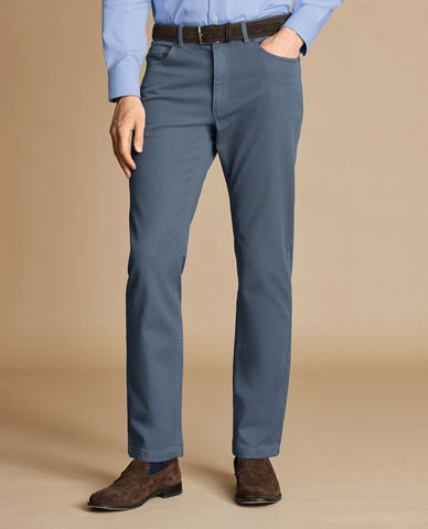  CHARLES TYRWHITT - Quần jeans nam phom ôm thời trang Twill 5 Pocket 