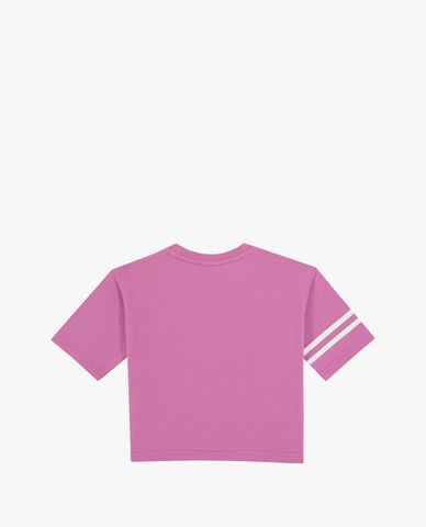  SKECHERS - Áo thun bé gái cổ tròn tay ngắn phối kẻ sọc 