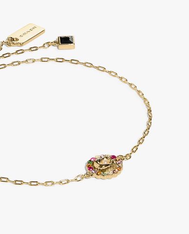  COACH - Vòng tay nữ mắc xích Signature Multicolor Crystal Slider 