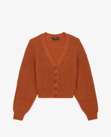  THE KOOPLES - Áo khoác cardigan nữ Tobacco Brown Knit 