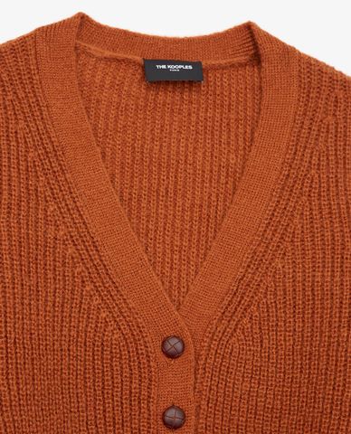  THE KOOPLES - Áo khoác cardigan nữ Tobacco Brown Knit 