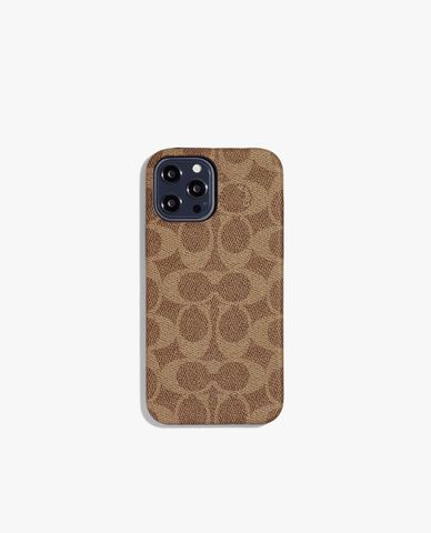  COACH - Ốp lưng điện thoại dành cho iPhone 13 Pro Max Signature Canvas 