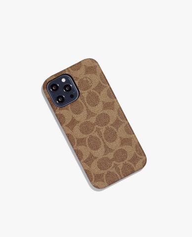  COACH - Ốp lưng điện thoại dành cho iPhone 13 Pro Max Signature Canvas 