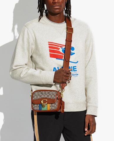  COACH - Túi đeo chéo nam chữ nhật Studio Camera 18 In Signature 