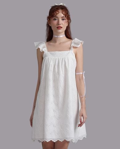  WOW BY NDLANNGOC - Đầm ngắn mặc nhà cotton thêu 