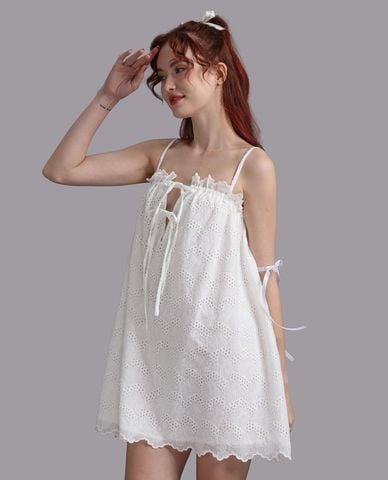  WOW BY NDLANNGOC - Đầm ngắn mặc nhà cotton thêu 