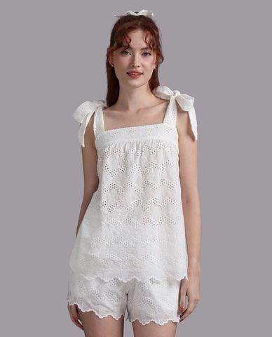 WOW BY NDLANNGOC - Bộ quần áo nữ ngắn mặc nhà cotton thêu 
