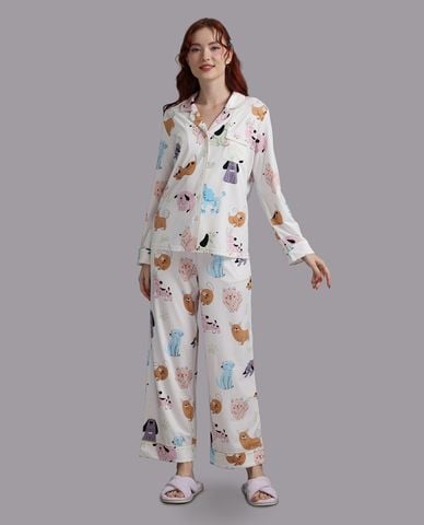  WOW BY NDLANNGOC - Bộ pijama nữ dài cotton bamboo in họa tiết 