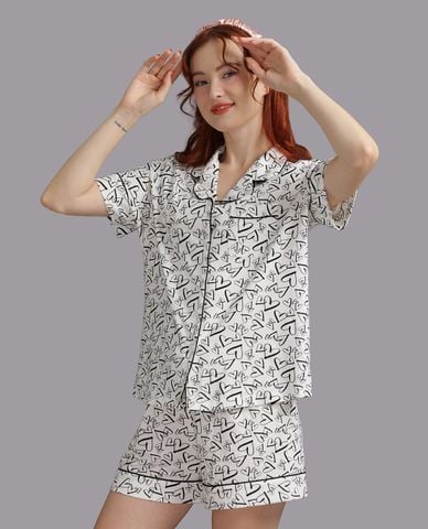  WOW BY NDLANNGOC - Bộ pijama nữ ngắn cotton viscose in họa tiết 