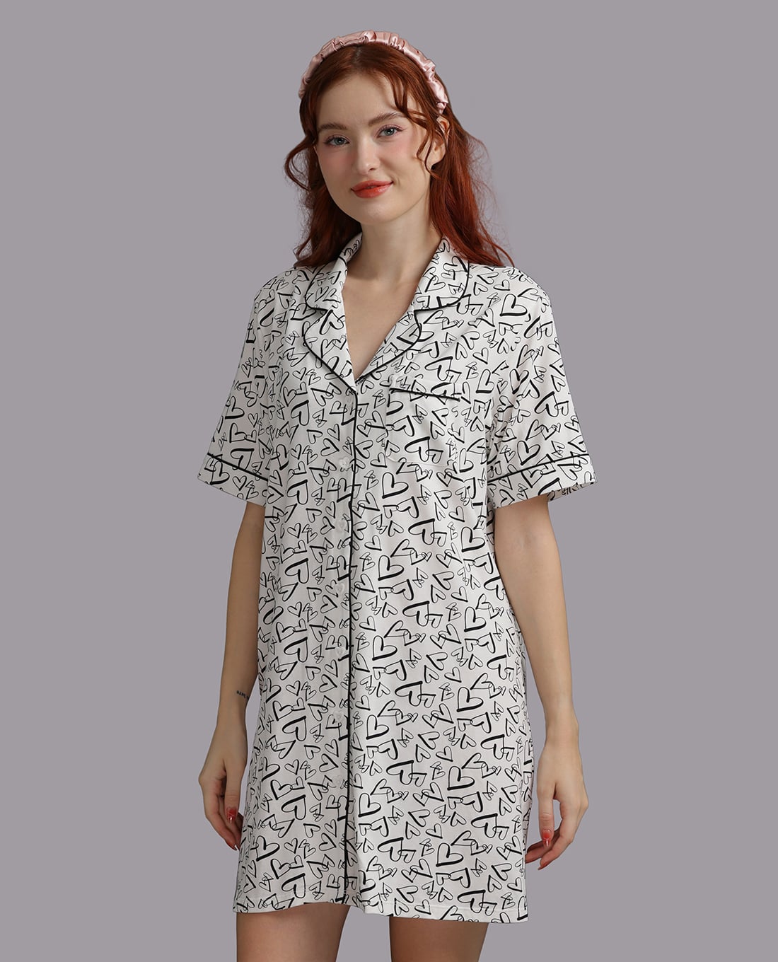 WOW BY NDLANNGOC - Đầm ngắn pijama cotton viscose in họa tiết