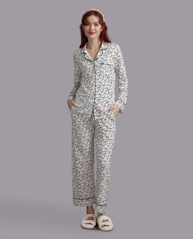  WOW BY NDLANNGOC - Bộ pijama nữ dài cotton viscose in họa tiết 