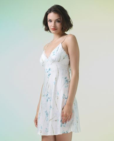  VERA - Đầm ngắn mặc nhà latin in phối ren 