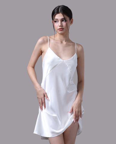  VERA - Đầm ngắn mặc nhà satin trơn 