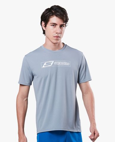  SKECHERS - Áo thun thể thao nam tay ngắn phối logo Training 