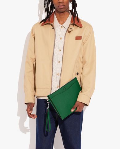  COACH - Túi cầm tay nam phom chữ nhật Signature Canvas Interitor 