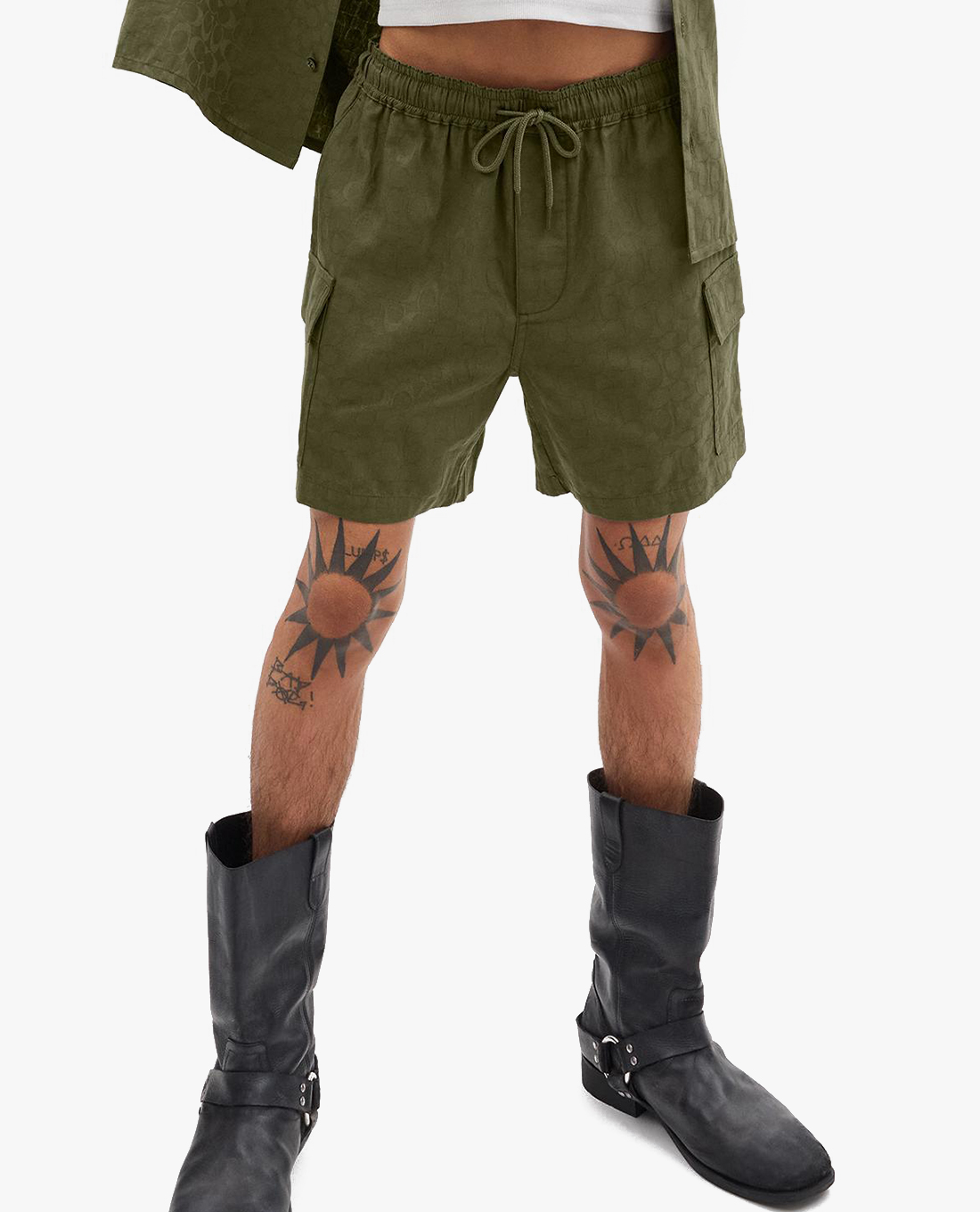 COACH - Quần short nam ống đứng lưng thun Signature In Organic Cotton