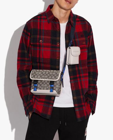  COACH - Túi đeo chéo nam nắp gập phom chữ nhật League Hybrid 