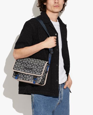  COACH - Túi đeo chéo nam League Messenger Signature Jacquard 