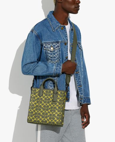  COACH - Túi tote nam phom vuông Gotham Tall 24 Signature Leather 