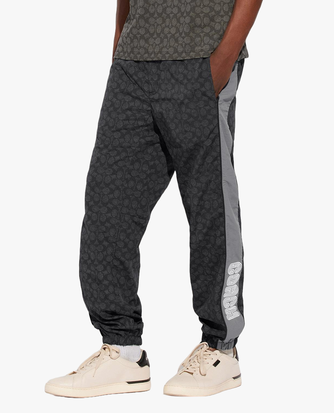 COACH - Quần jogger nam lưng thun phối logo monogram Track